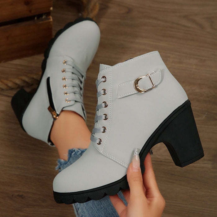 Women's Cross-Tie Chunky-Heel Ankle Boots