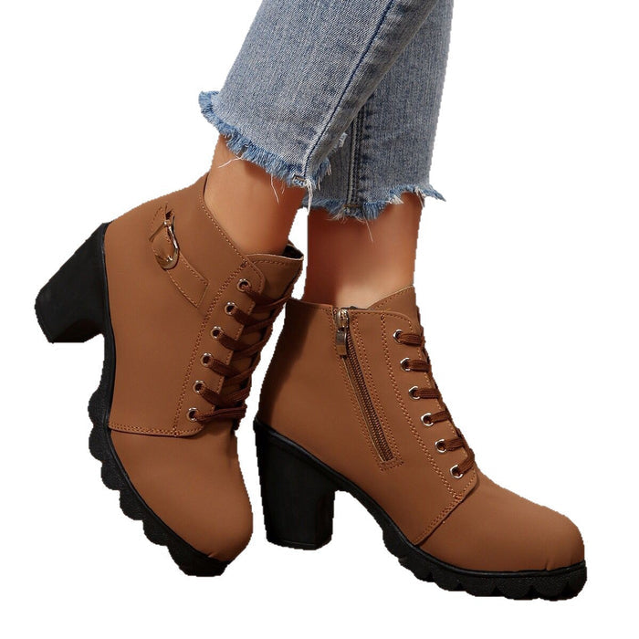 Women's Cross-Tie Chunky-Heel Ankle Boots