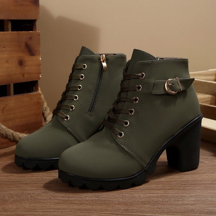 Women's Cross-Tie Chunky-Heel Ankle Boots