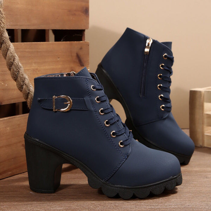 Women's Cross-Tie Chunky-Heel Ankle Boots