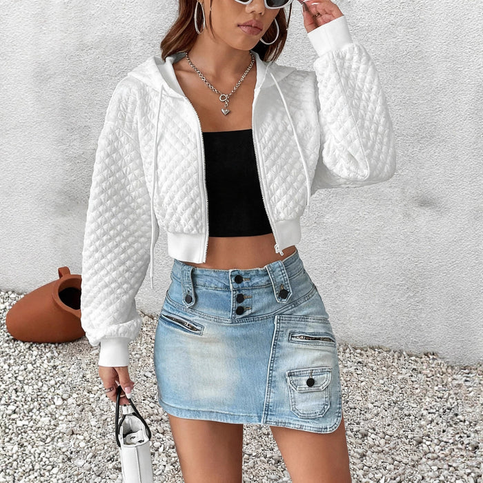 Women's Drop-Shoulder Hooded Knit Jacket
