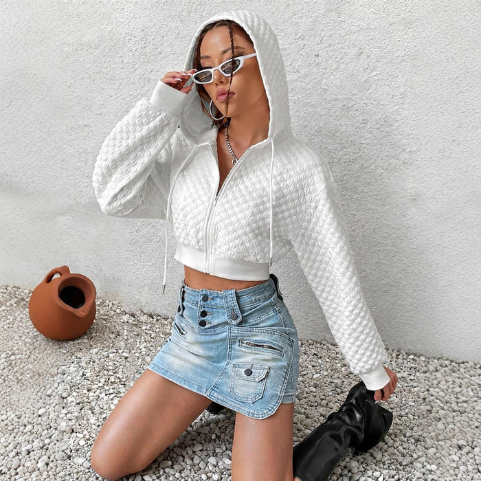 Women's Drop-Shoulder Hooded Knit Jacket