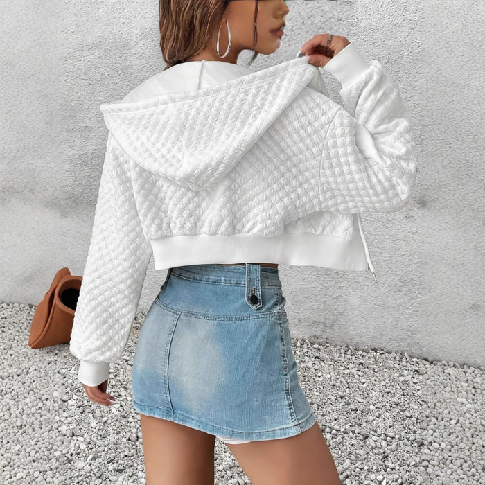 Women's Drop-Shoulder Hooded Knit Jacket