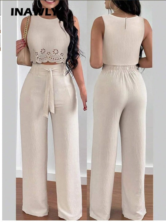 Women's Floral Off-Shoulder Top and Tie-Front Pants Set