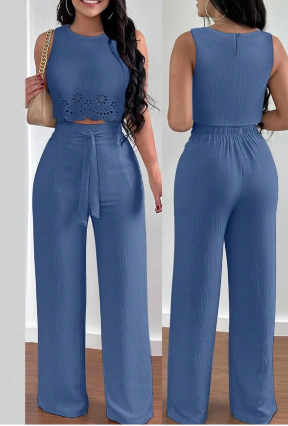 Women's Floral Off-Shoulder Top and Tie-Front Pants Set