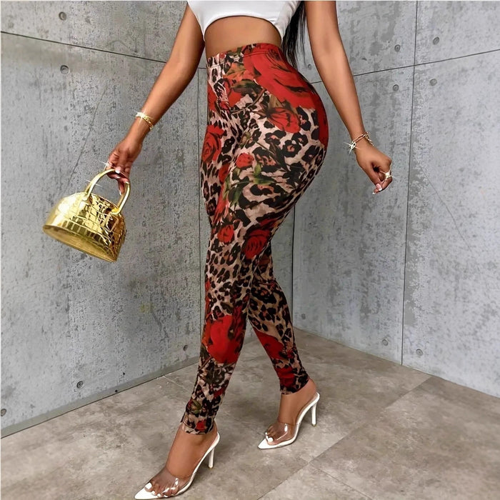 Women's Floral Print Stretchy High Waist Leggings