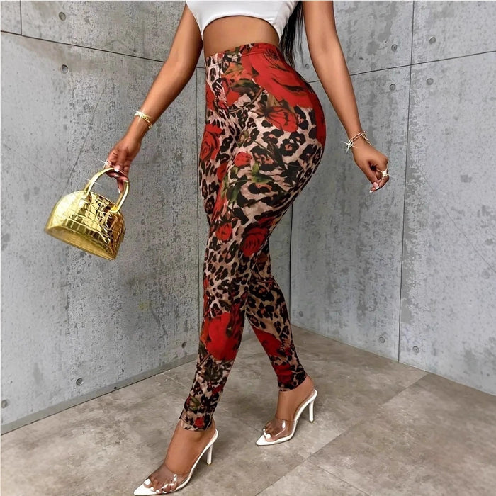 Women's Floral Print Stretchy High Waist Leggings
