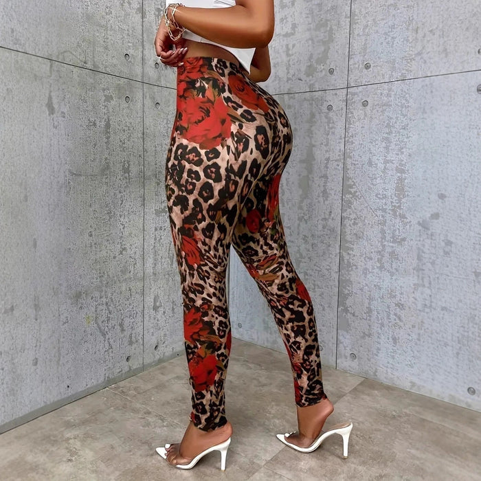 Women's Floral Print Stretchy High Waist Leggings