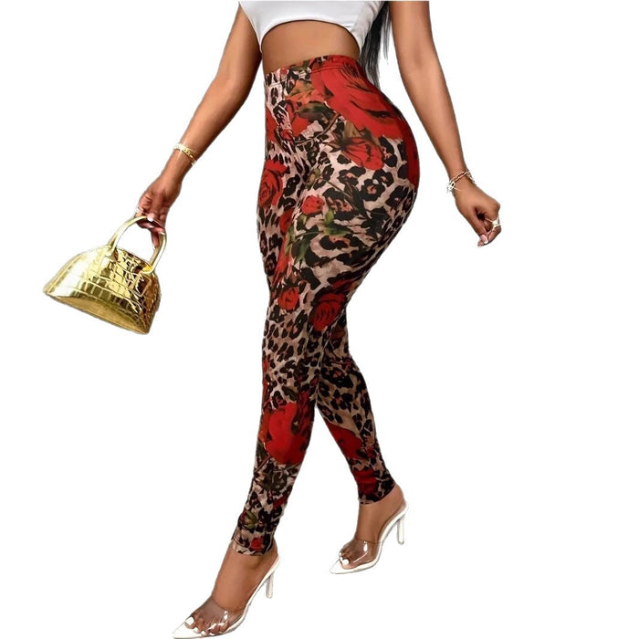 Women's Floral Print Stretchy High Waist Leggings