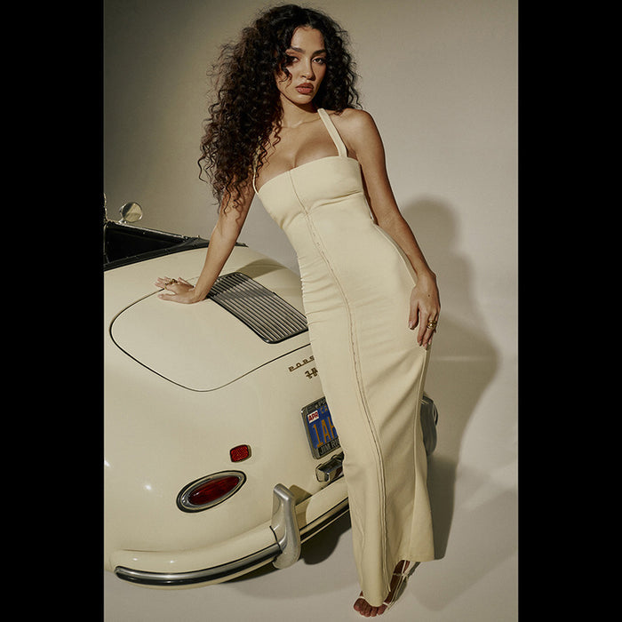 Women's Halter Single-breasted Split Hip Dress