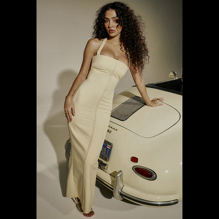 Women's Halter Single-breasted Split Hip Dress