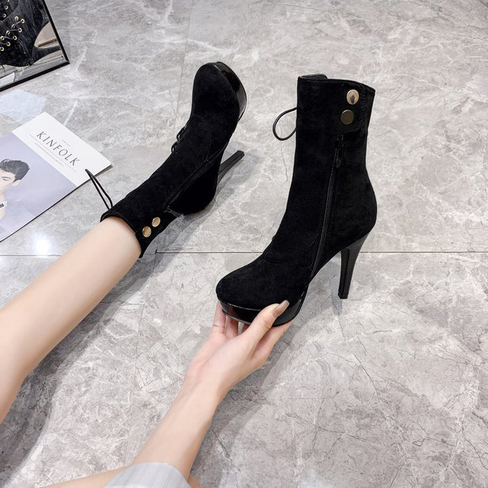 Women's High Heel Lace-Up Ankle Boots