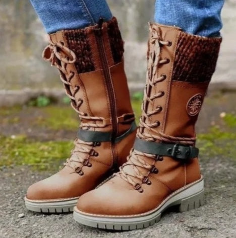 Women's High Square Heel Martin Boots