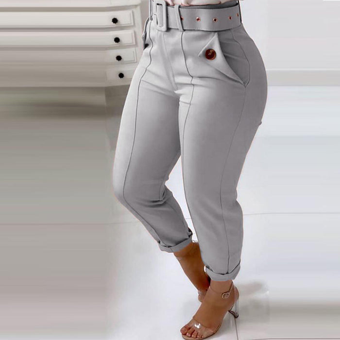 Women's High-Waist Belted Commuter Trousers