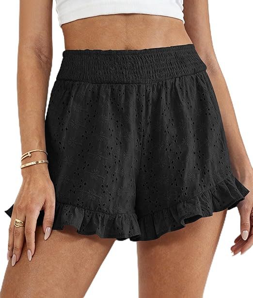 Women's High-Waist Cutout Lace Beach Shorts | 6 Colors | S–2XL