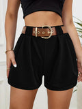 Women's High-Waist Lace Pleated Shorts | Black & Red | S–2XL