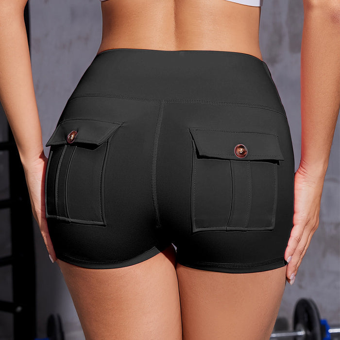 Women's High-Waist Pocket Running Shorts | Butt-Lifting | Black & Wine Red