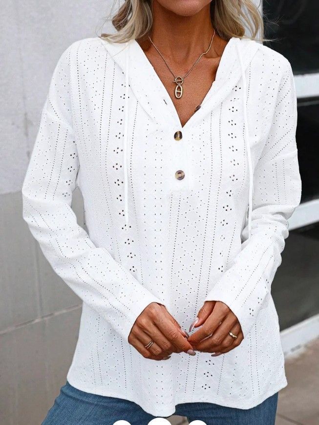 Women's Hollow Knit Long-Sleeve Sweater.