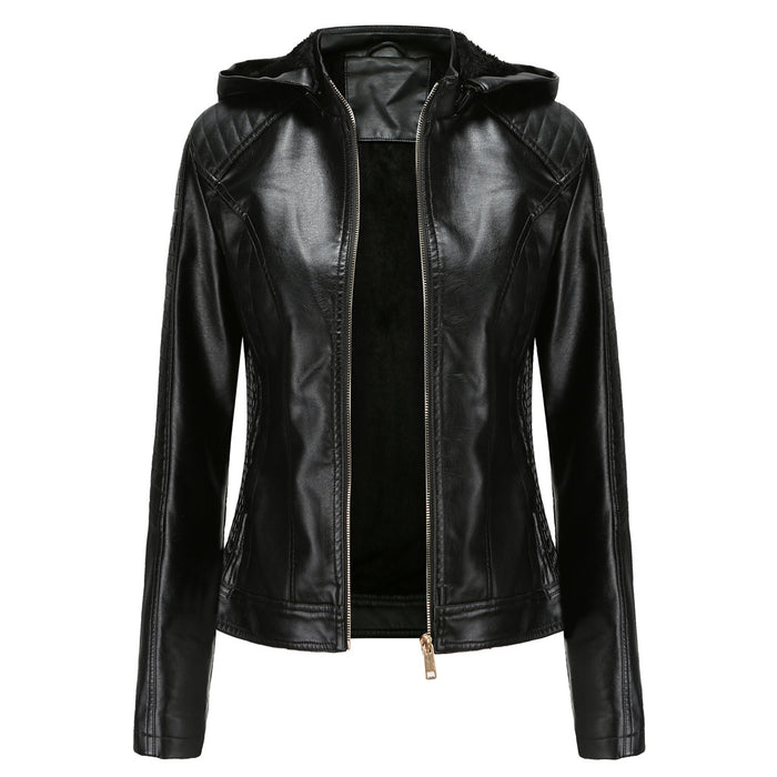 Women's Hooded Fleece-Lined Short Jacket