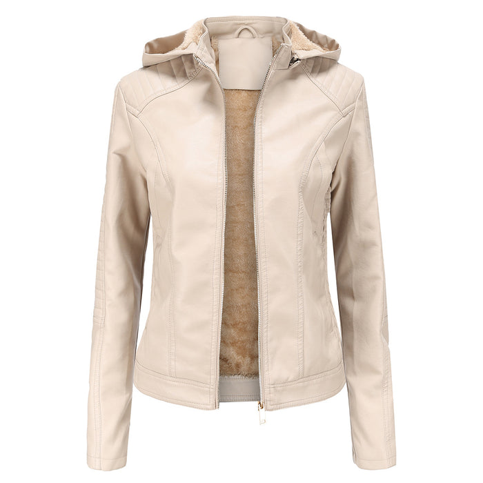 Women's Hooded Fleece-Lined Short Jacket