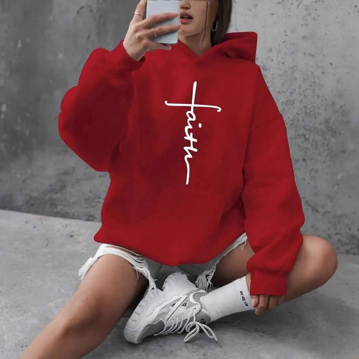 Womens Hoodie With American Cross Print