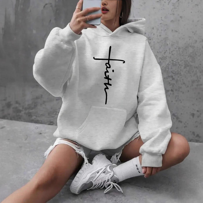 Womens Hoodie With American Cross Print