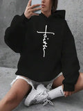 Womens Hoodie With American Cross Print