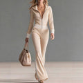 Women's Knitted Zip-Up One-Piece Casual Sportswear Jumpsuit