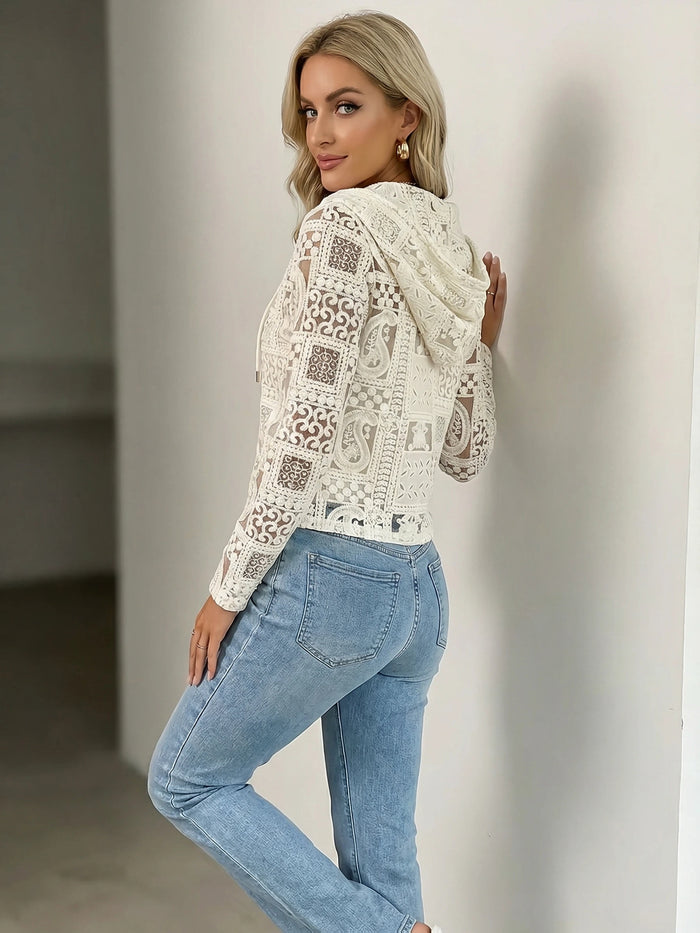 Women's Lace Hooded Cardigan Coat