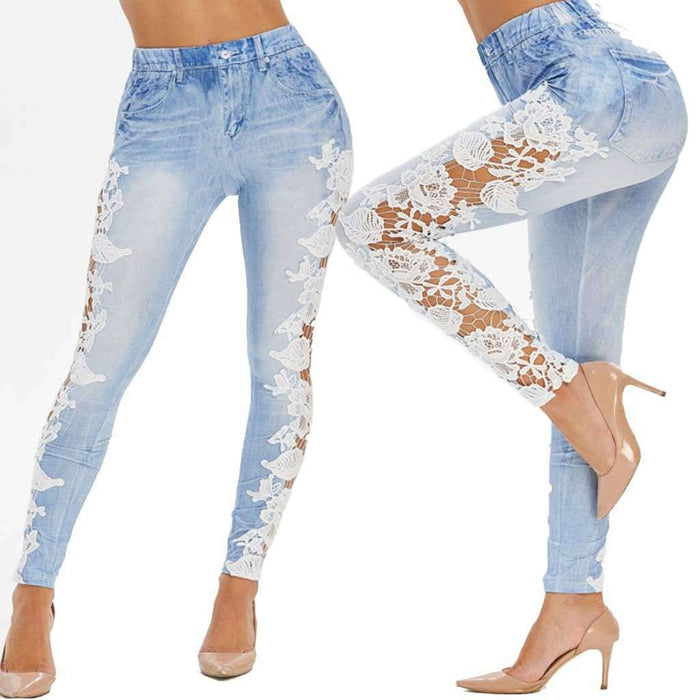 Women's Lace Panel Slim-Fit Jeans