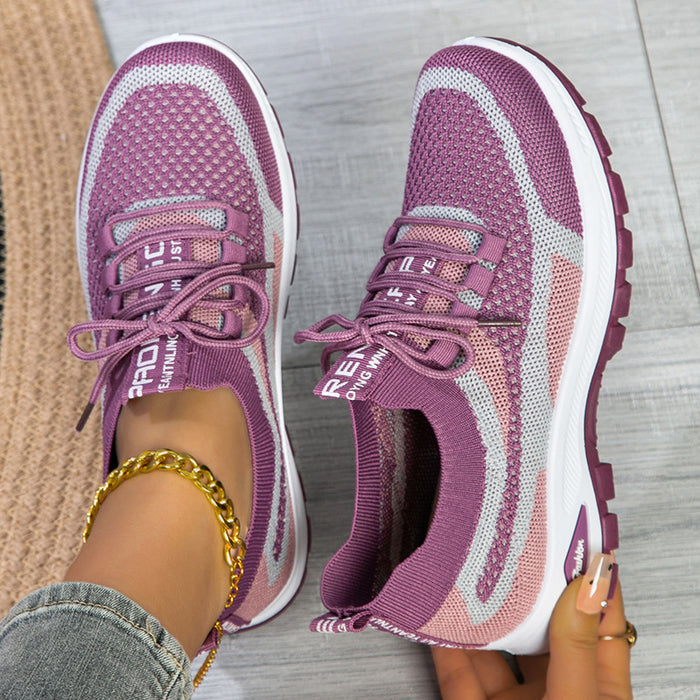 Women's Lightweight Flyknit Mesh Sneakers – Casual & Versatile Low-Cut Shoes