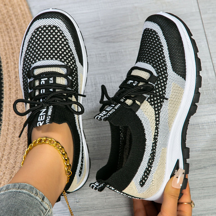 Women's Lightweight Flyknit Mesh Sneakers – Casual & Versatile Low-Cut Shoes
