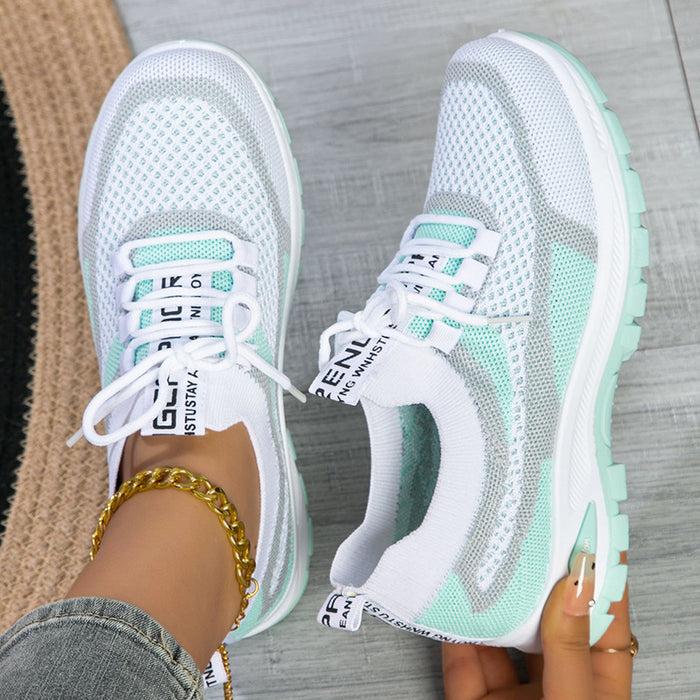 Women's Lightweight Flyknit Mesh Sneakers – Casual & Versatile Low-Cut Shoes