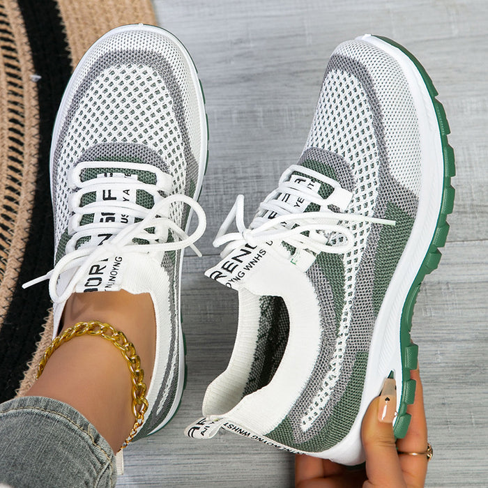 Women's Lightweight Flyknit Mesh Sneakers – Casual & Versatile Low-Cut Shoes
