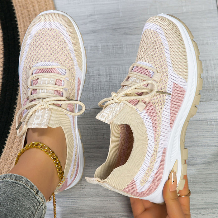 Women's Lightweight Flyknit Mesh Sneakers – Casual & Versatile Low-Cut Shoes
