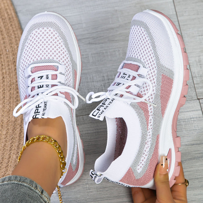 Women's Lightweight Flyknit Mesh Sneakers – Casual & Versatile Low-Cut Shoes