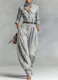 Women's Long-Sleeve Shirt & Wide-Leg Trousers Set