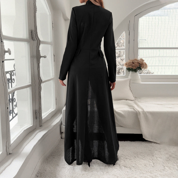 Women's Long Sleeve Trench Coat in Black