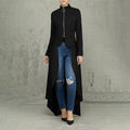 Women's Long Sleeve Trench Coat in Black