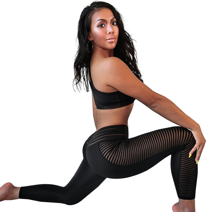 Women's Mesh Stitch High Waist Yoga Pants