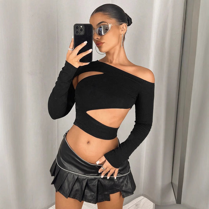 Women's Off-Shoulder Diagonal Crop Top