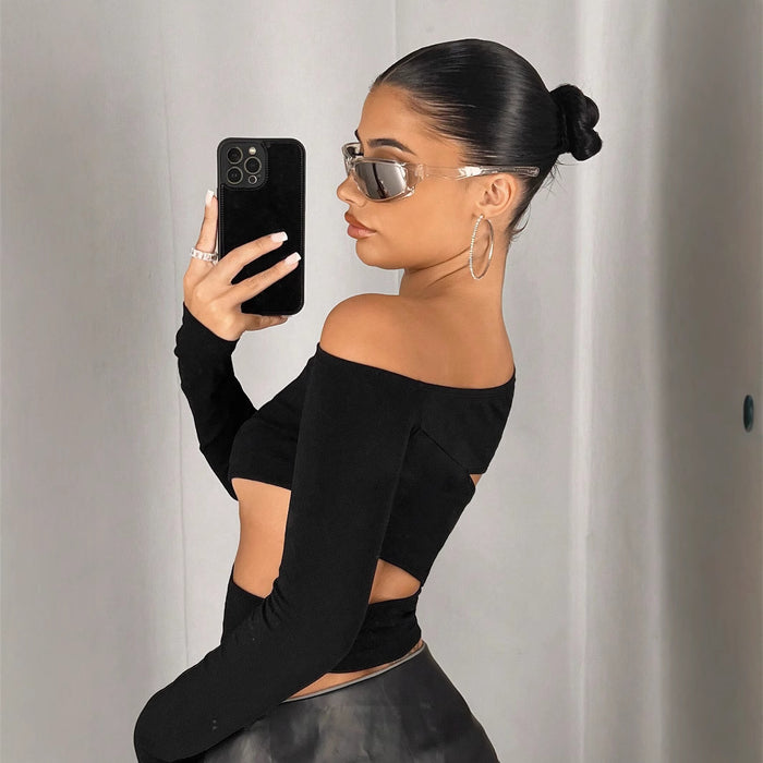 Women's Off-Shoulder Diagonal Crop Top