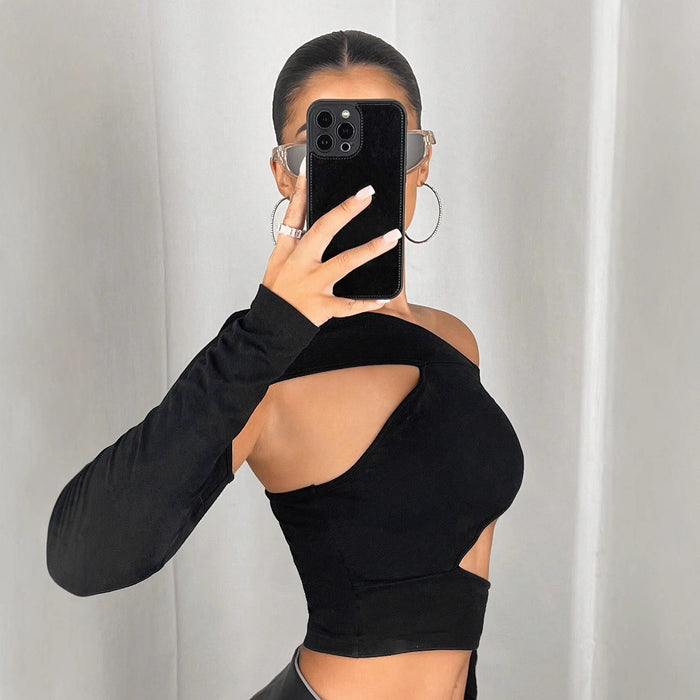 Women's Off-Shoulder Diagonal Crop Top