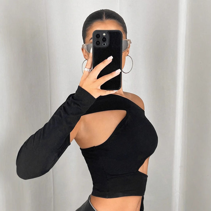Women's Off-Shoulder Diagonal Crop Top