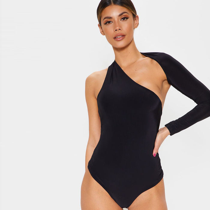 Women's One-Shoulder Milk Silk Bodysuit