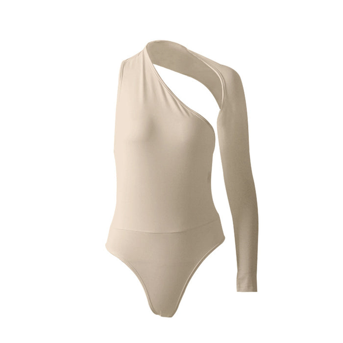 Women's One-Shoulder Milk Silk Bodysuit