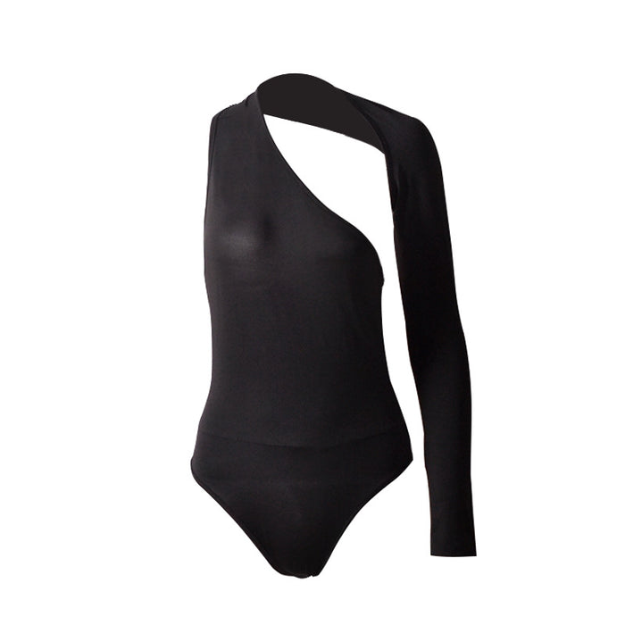 Women's One-Shoulder Milk Silk Bodysuit