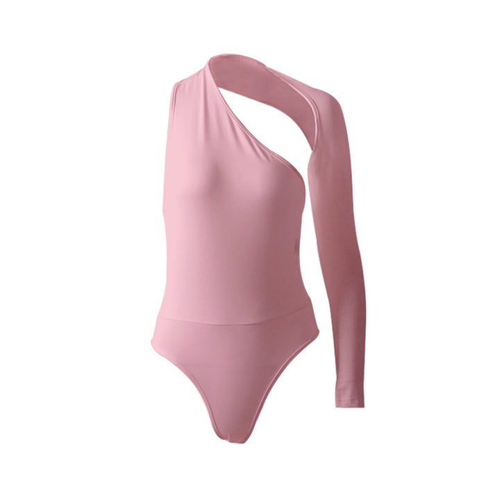 Women's One-Shoulder Milk Silk Bodysuit