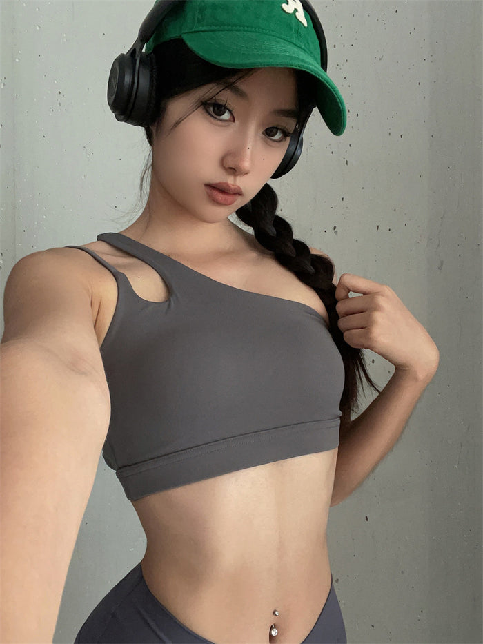 Women's One-Shoulder Yoga Sports Bra Vest