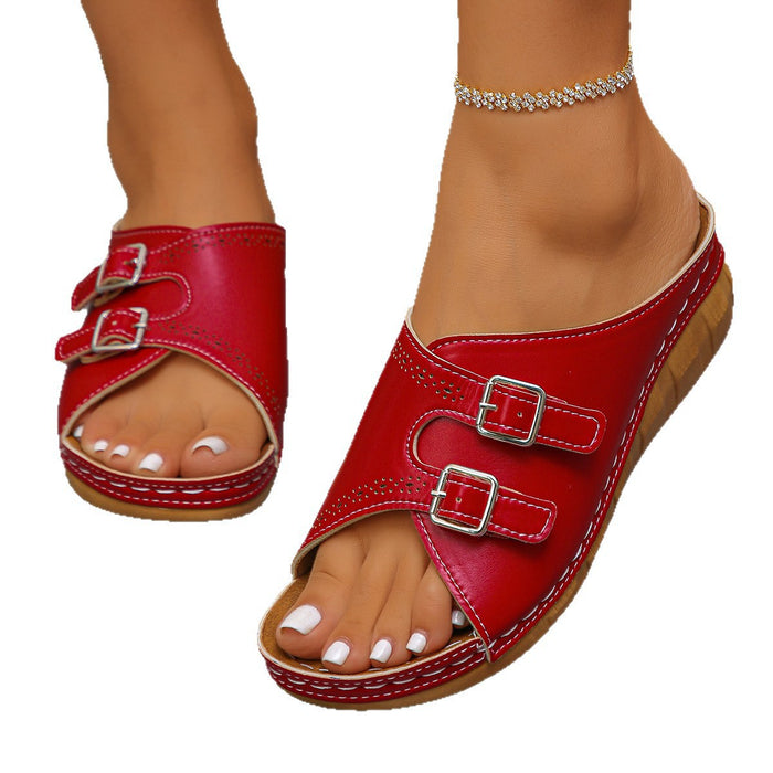 Women's Open-Toe Buckle Strap Sandal